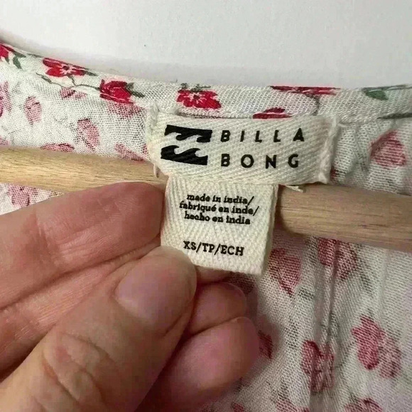 Billabong Red & White Floral Midi Dress XS V-Neck Garden Girl Euro Summer Dress - Picture 7 of 16